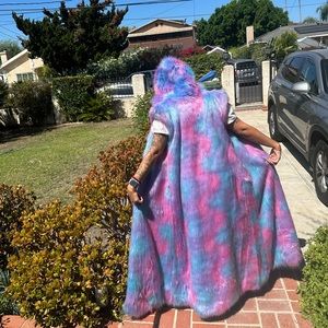 Faux fur king burning man vest by J Valentine.